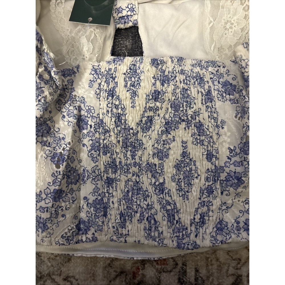 Women's Size XS Lace Tie Strap Tank Top - Wild Fable™ Blue Floral - Picture 6 of 6